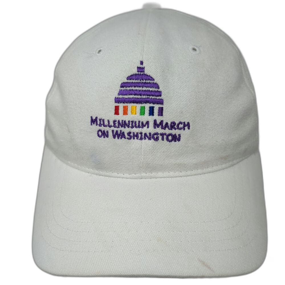 KP Baseball Cap White One Size Millennium March On Washington Rainbow Pride Hat